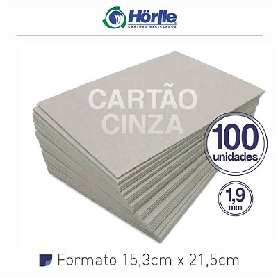 Pacote com 100 unidades 15,3 x 21,5 papelão cinza 1.9 mm Horlle