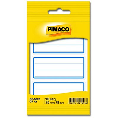Pimaco OP3578 Azul Com Pauta 35,0x78,0mm Envelope Com 5fls Total 15 Etiquetas