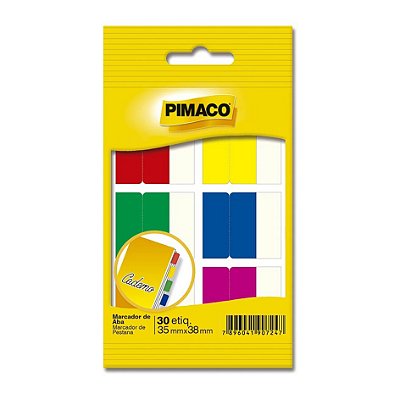 Marcador De Abas Pimaco 32x38mm 5fls Cores Sortidas Total 30 Etiquetas