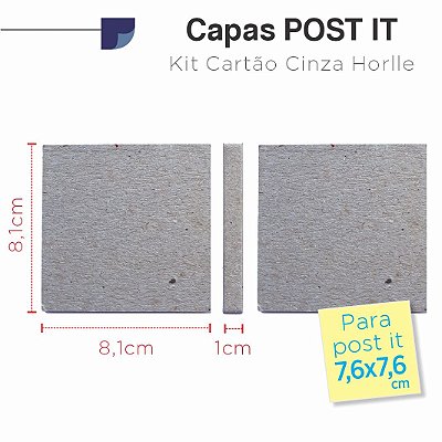 Capas para post-it 76x76mm, lombada 1cm, 10 conjuntos.