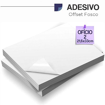Adesivo Fosco, formato: Oficio 2 (21,6x33cm), 180g/m2, frontal offset, Pct 100 fls.