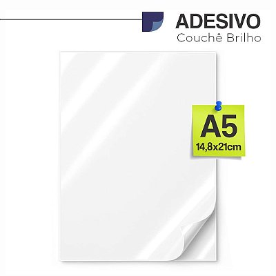 Adesivo Brilho, formato: A5 (14,8x21cm), 180g/m2, frontal couché, Pct 100 fls.