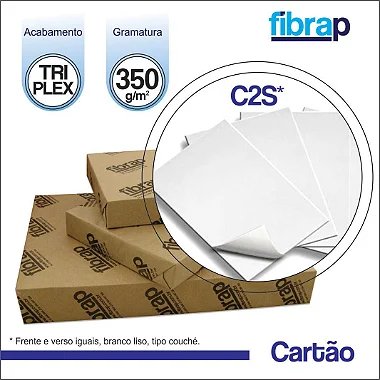 Papel Cartão Triplex C2S, 350g/m2, pacote 200fls,