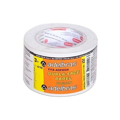 FITA DUPLA-FACE PAPEL 410 - 24mm X 30m - TORRE COM 3 ROLOS