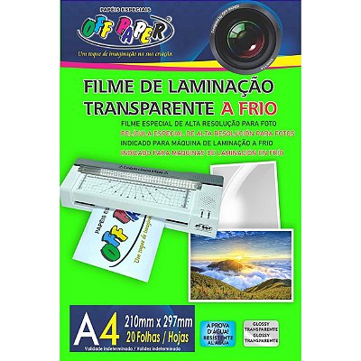 Filme De Laminacao Transparente A Frio A4 20 Fls