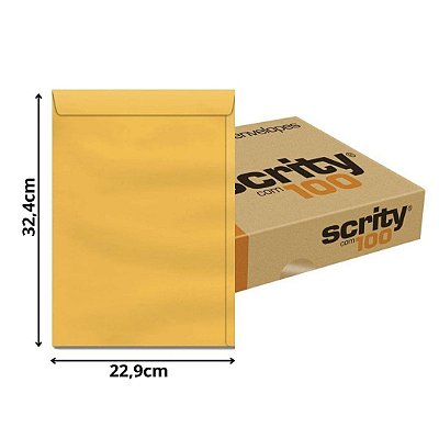 ENVELOPE SCRITY 229X324 SACO KRAFT OURO 80G C/100