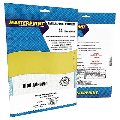 FILME ADESIVO VINIL DOURADO MATTE 135G/M² A4 - 10 FOLHAS MP