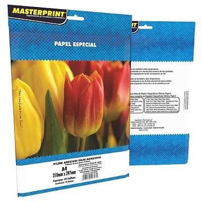 FILME ADESIVO VINIL BRANCO GLOSSY 135G/M² A4 - 10 FOLHAS MP