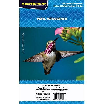 PAPEL FOTO GLOSSY 120G/M² A4 - 20 FOLHAS MP