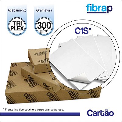 Cartão Triplex C1S 300g/m2 , pacote 200fls.