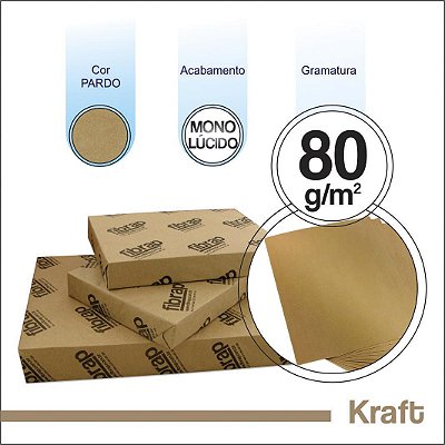 Kraft Monolucido 80g/m2, -  pacote 500fls.