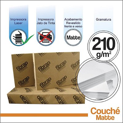 Couché Fosco 210g/m2,  -  pacote 200fls.