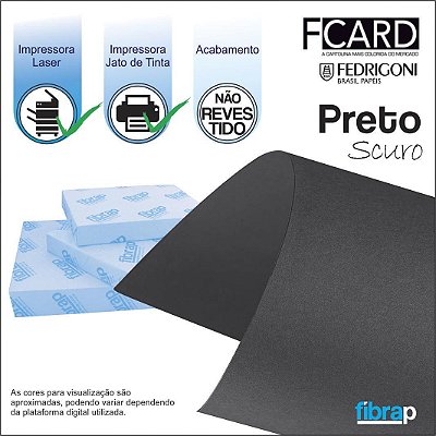 F Card Scuro Preto,  pacote 100fls.