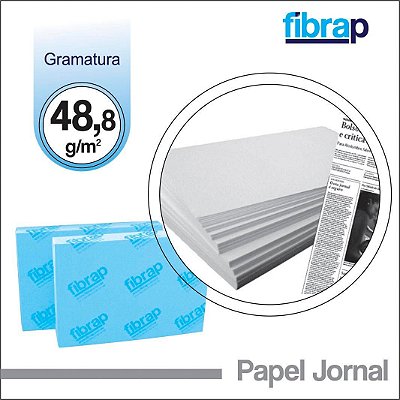 Papel Jornal 48,8g/m2, -  pacote 500fls.