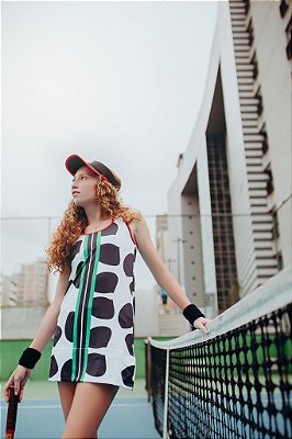 vestido  de TENNIS | nadador SLIM | .  estampa SEMENTINHAS DA ALEGRIA P&B . OTA .