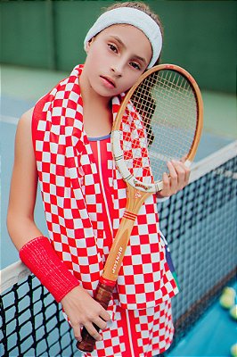 vestido  de TENNIS | nadador SLIM | .  estampa QUADRICULADO FOGO . OTA .