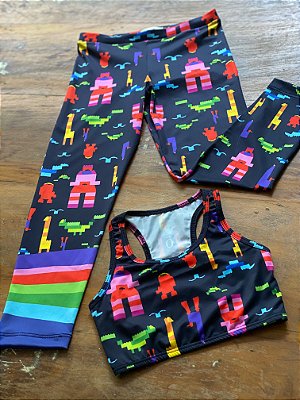 Conjunto Infantil Fitness HAPPY YOGA _ Estampa OS BICHOS_BLK