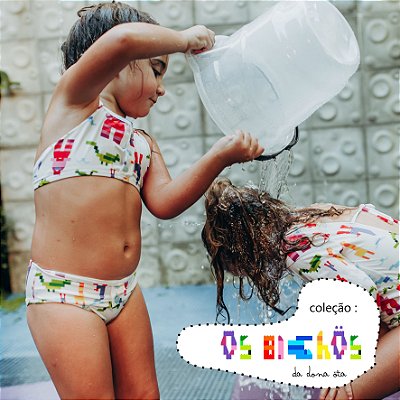 BIQUÍNI RETRÔ  infantil . estampa OS BICHOS DA DONA ÖTA_WHT  . OTA .