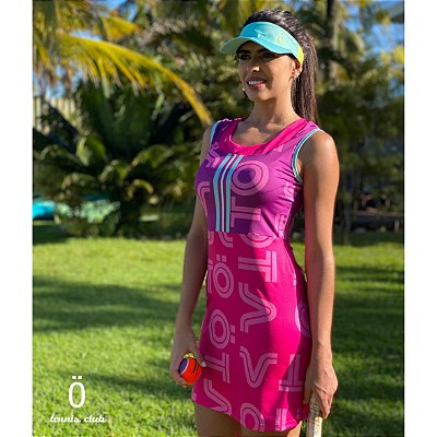 vestido  de TENNIS |BIA| .  estampa SMASH ÖTA_ ROSA . ÖTA TENNIS CLUB