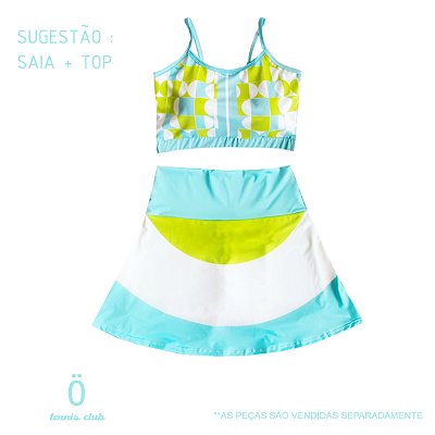 top de TENNIS |RADU| .  estampa GEOMÉTRICOS VERDE LIMÃO COM TURQUESA . ÖTA TENNIS CLUB