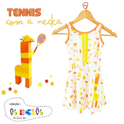 vestido  de TENNIS | SERENA | .  estampa TENNIS COM A  NECKA . OTA .