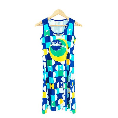 vestido  de TENNIS  E BEACH TENNIS | nadador  SLIM| .  estampa  BRASIL GEOMÉTRICO . OTA .