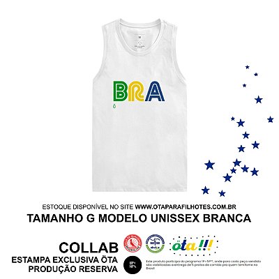 REGATA BRASIL G BRANCO|COLLAB  ÖTA & RESERVA| ESTAMPA: VERDE, AMARELO, AZUL E BRANCO TAMBÉM