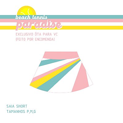 saia de TENNIS |RADU| POR ENCOMENDA .  estampa PARADISE . BEACH BT. ÖTA TENNIS CLUB