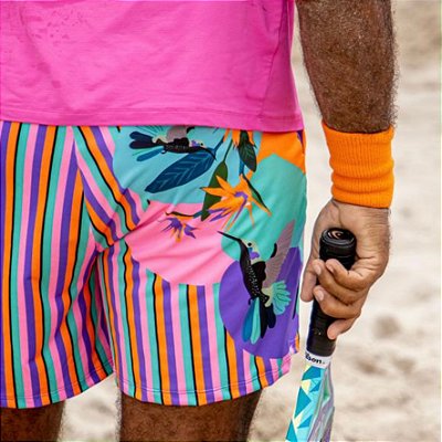 bermuda de TENNIS E BEACH TENNIS: modelo |FEDERER| . BEIJA-FLOR-DO-CANTO_ LISTRADO