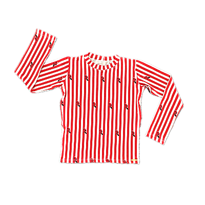 BLUSA DE PROTEÇÃO infantil . estampa TIÊ-SANGUE - LISTRADO VERMELHO E BRANCO . OTA .