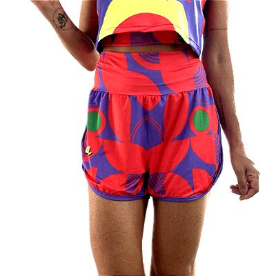 SHORT FREEDOM - GEOMÉTRICO POP ART . VERMELHO. RUN LIKE A GIRL . ÖTA TENNIS CLUB