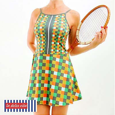 vestido  | SERENA| .  estampa PIXEL DA FLOR DE LARANJEIRA . LA DOLCE VITA . OTA TENNIS CLUB