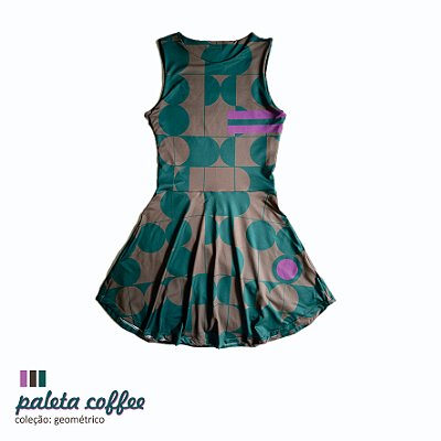 vestido de TENNIS e B.T | BADOSA. GEOMÉTRICO COFFEE HORTELÃ-PIMENTA . ÖTA TENNIS CLUB