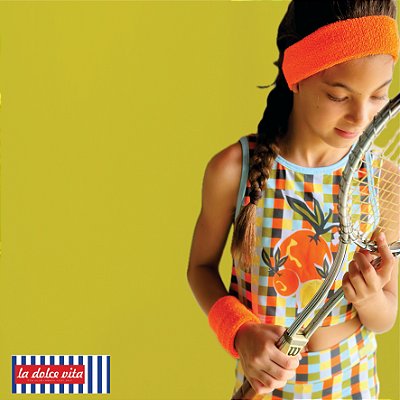 CROPPED INFANTIL MODELO IGA_ estampa PIXEL DA FLOR DE LARANJEIRA . LA DOLCE VITA . OTA TENNIS CLUB