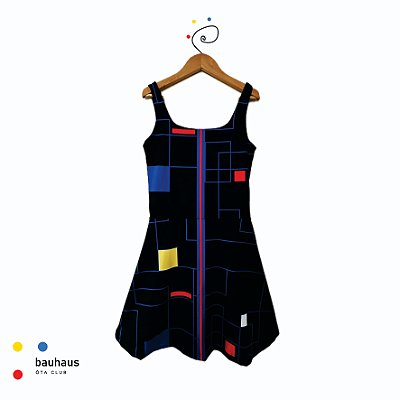 vestido  de TENNIS |ONS| .  estampa BHS.2 BLACK. BAUHAUS . ÖTA TENNIS CLUB