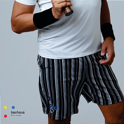 bermuda de TENNIS E BEACH TENNIS: modelo |FEDERER| .  estampa BHS.2 BLACK. BAUHAUS . ÖTA TENNIS CLUB
