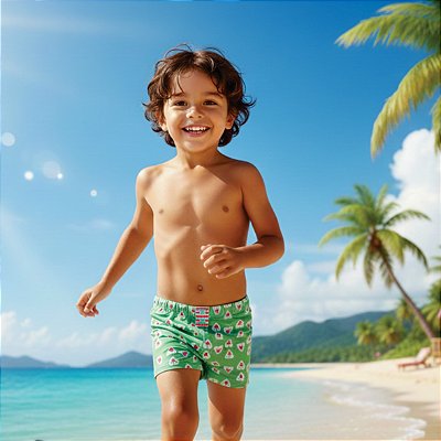 sunga infantil NATAÇÃO . estampa SAGRADO CORAÇÃO DE JESUS . OTA .