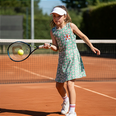 vestido de TENNIS e B.T | BADOSA . estampa SAGRADO CORAÇÃO DE JESUS . OTA TENNIS CLUB