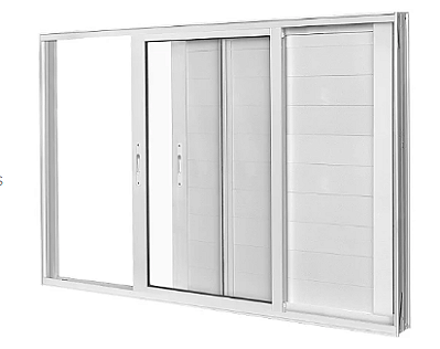 JANELA VENEZIANA ALUMÍNIO LAMBRIL BRANCO 3 FOLHAS VIDRO LISO LINHA 25 PREMIUM
