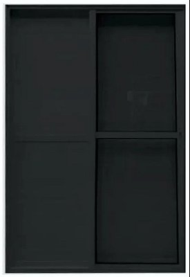 PORTA BALCÃO EM LAMBRIL 3 FOLHAS COM FECHADURA VIDRO LISO LINHA PREMIUM ALUMÍNIO PRETO