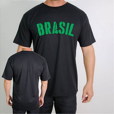 Camiseta Brasil Preta Com Verde