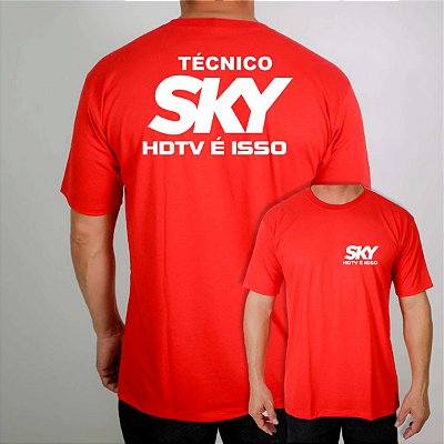 Camiseta Sky HDTV técnico Vermelha