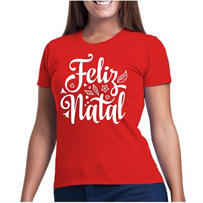Baby Look feminina Feliz Natal Merry Christmas Papai noel