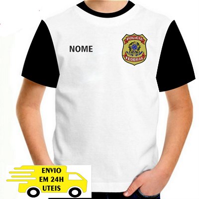 Camiseta infantil Policia Federal personalizada nome