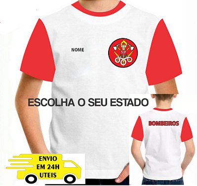 Camiseta infantil Bombeiros personalizada nome