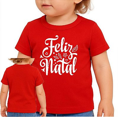 Camiseta Infantil Feliz Natal Merry Christmas