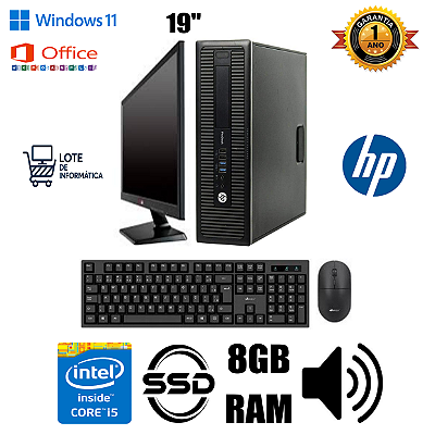 Computador Completo HP Prodesk Core i5 3.50GHZ 8GB/SSD 256GB/SOM/DVD-RW 1 Ano de Garantia. Até 12x