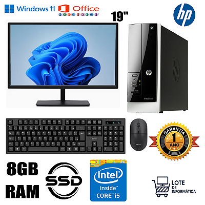 Computador Completo HP Pavilion Windows 11 Core i5 8GB/SSD + Wifi 1 Ano de Garantia. Até 12x