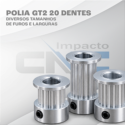 Polia GT2 20 Dentes, Furo 8mm, P/ Correia 15mm
