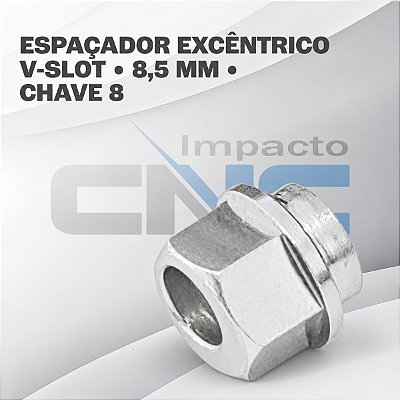 Espaçador Excêntrico p/ V-Slot Ø7 x Ø5 x 8,5mm - Chave 8